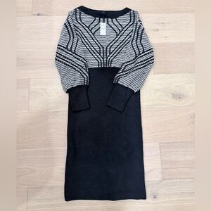 Express Black and Cream Striped Knit Top